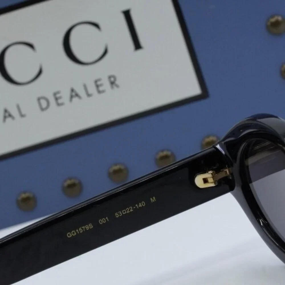 Gucci GG1579S 001 Oval Sunglasses - Black\Grey